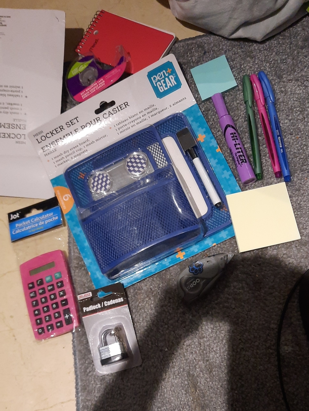 NWT Magnetic Locker Desk Organizer Set School Supplies Large 18 Piece LOT Kit